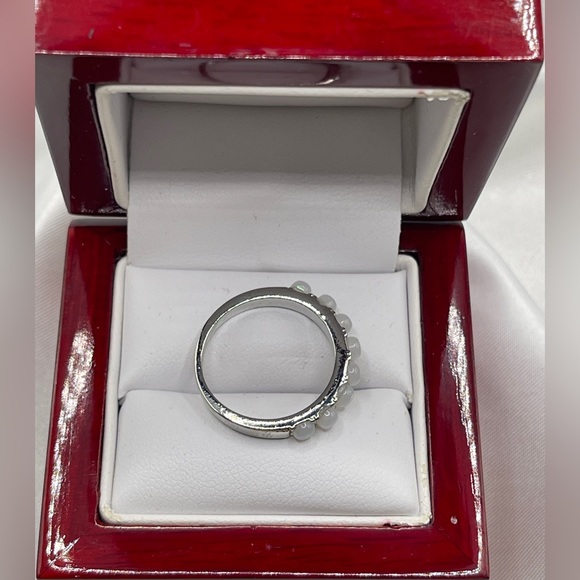 Simulated White Fire Opal Silver 925 Size 7 Ring. New Without Tags - Picture 2 of 3